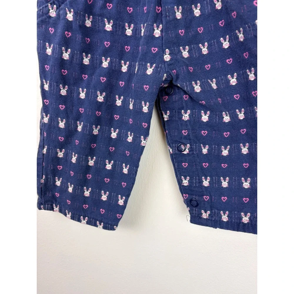 OshKosh Vestbak Overalls 3/6M Blue Bunny Embroidered Heart Vintage USA Easter